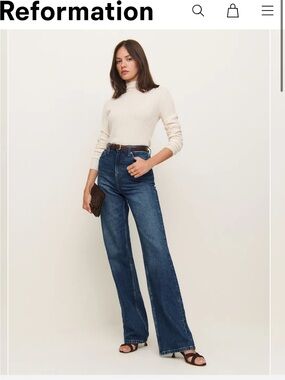 Reformation - Wilder Dark Blue High-Rise Wide-Leg Jeans